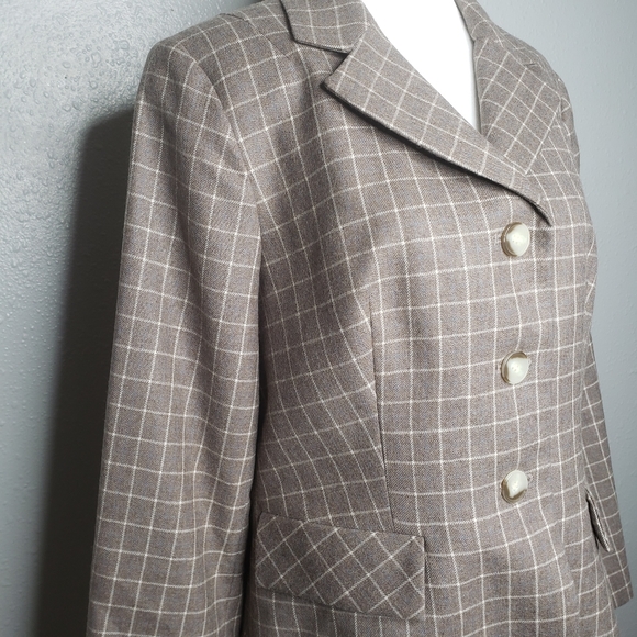 Pendleton Plaid brown blazer jacket SZ 10 P - Picture 3 of 13